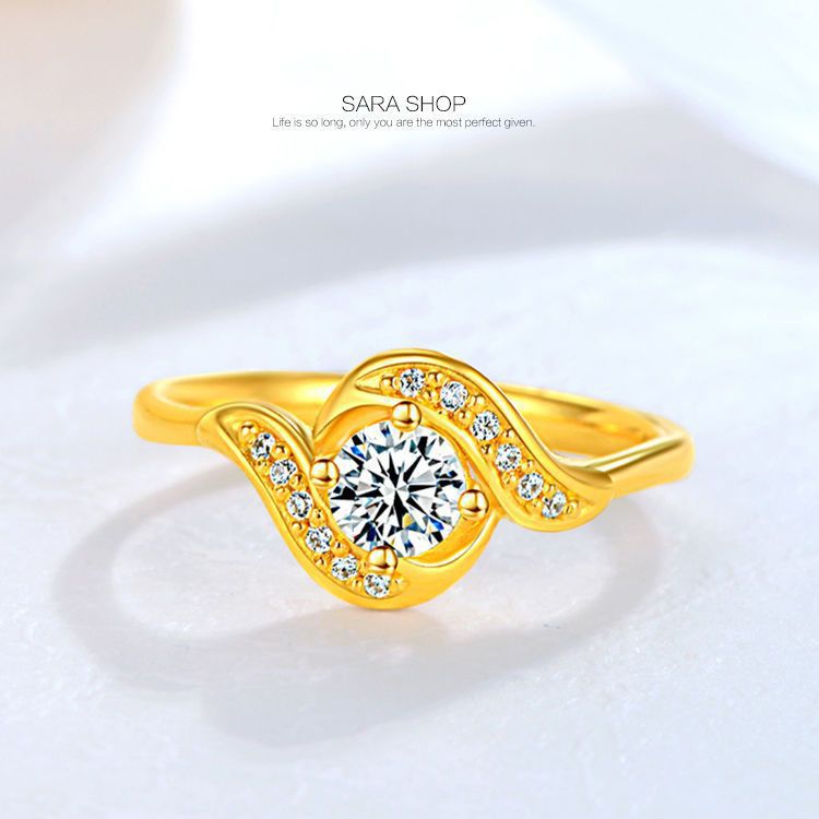 Adjustable Open Gold-Plated Ring For Women, Niche Crown Wedding Couple Jewelry With Gift Box - Image 1